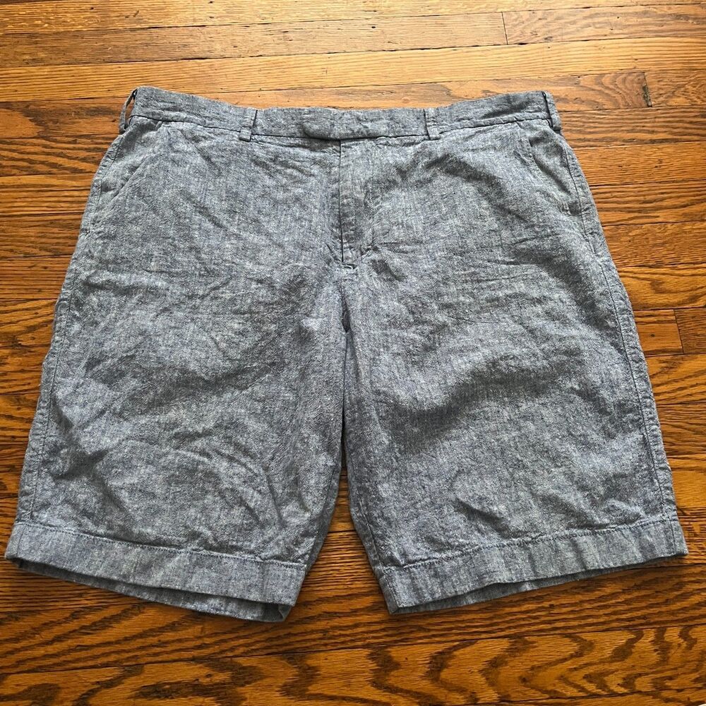 J.Crew Rivington Men's 38W Blue Linen Blend Casual Chino Shorts 10in Inseam